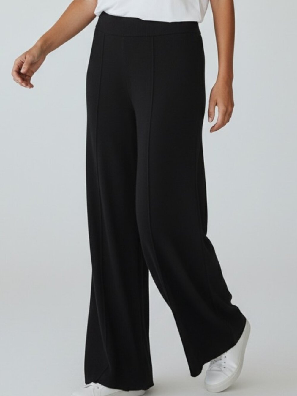 Natural Life Cotton Blend Terry High Rise Wide Leg Seamed Pull On Pants size L